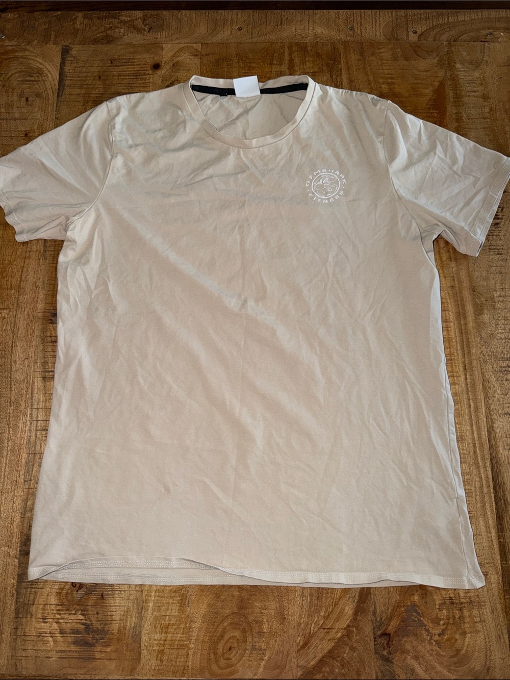 Gymshark Men's Crew Neck Tee in Light Beige with White Chest Logo